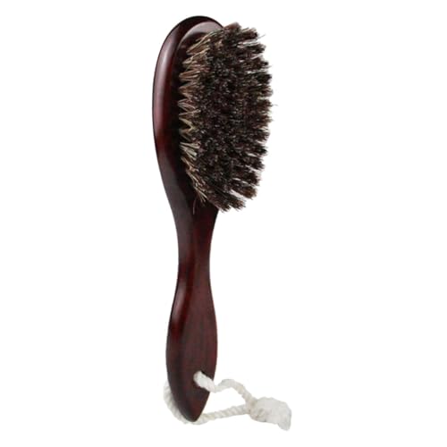 IWOWHERO Beard Mustache Shower Brush Dense Wool Bristle Hair Brush Curved Handle for Men Barber Shop Tool