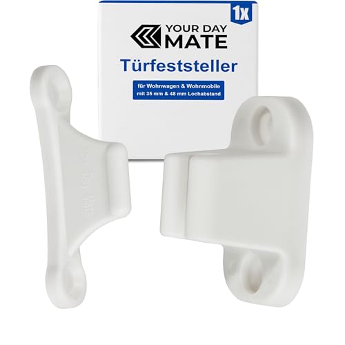 Türfeststeller für Wohnwagen 1 Pack in Weiß zum Anschrauben mit 35 mm und 48 mm Lochabstand Türschloss Stauraum-Tür Camper Türhalter Serviceklappe Wohnmobil Türschnapper Campervan Türsicherung