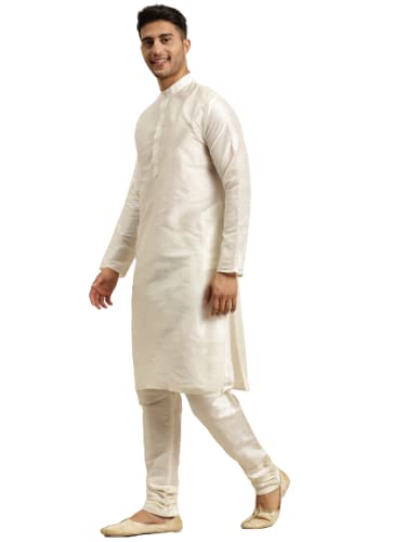 Image of SOJANYA (Since 1958, Men's Silk Blend Grey Kurta Pyjama & Silk Blend Jacket Combo