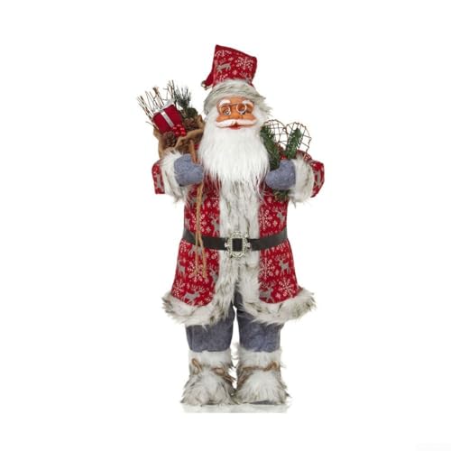 Zilimontt Enfeite de pai Natal, decoração de Natal de pai em pé, figura tradicional realista de Pai Natal, decoração de Natal grande (45 cm)