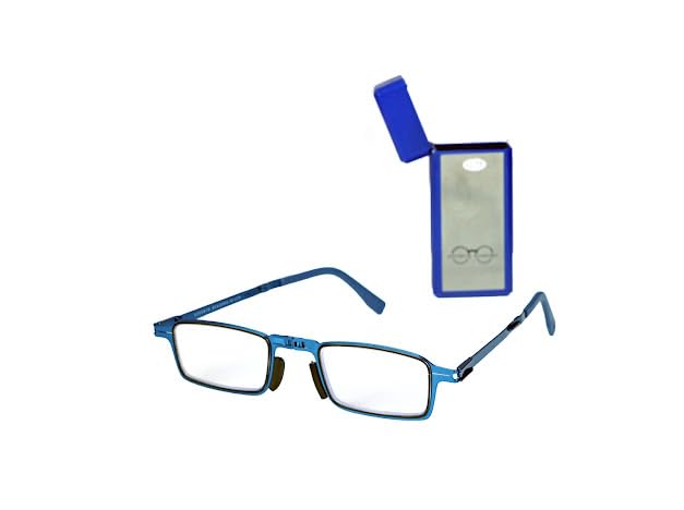 ESPERTO READERS Lighter - Pocket Sized Foldable Reading Glasses With Blue Cut Lens & Antireflection For Men & Women - Blue Frame (+1.00)
