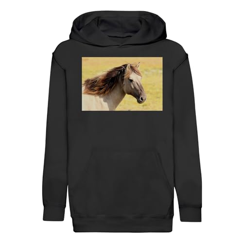Sweat à capuche enfant cheval beige vêtement nature animaux sauvages prairie