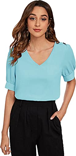 Image of Lymio Women's Regular TOP (P-437-S Sky Blue Small)
