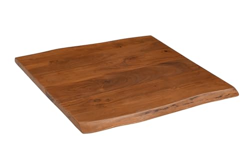 SAM Holzplatte Brasileiro | 60 x 60 cm | Akazienholz massiv | Farbe: Nussbaum | echte Baumkante | Pflegeleichte DIY Tischplatte | geeignet für Esstische/Couchtische/Bistrotische