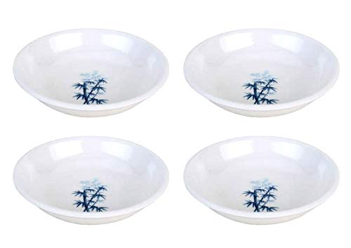 JapanBargain 2327, Set of 4 Soy Sauce Dishes Dipping Bowls Snack Side Dish Bowl Seasoning Dishes, 3.25 inches Diameter, Bamboo Melamine