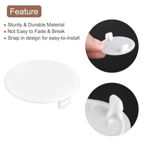 Image of uxcell 10Pcs Hinge Hole Covers, 35mm(1-3 /8 inch) Dia Plastic Concealed Hole Cover Round Flush Type Caps for Furniture Cabinet Cupboard, White