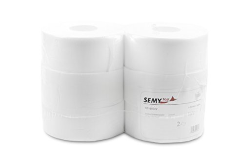SemyTop ST-88022 Jumbo-Toilettenpapier, 2-lagig, Durchmesser 25 cm, Hochweiß (6-er Pack) Cover