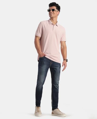 Image of Jockey AM38 Men's Microfiber Fabric Solid Half Sleeve Polo T-Shirt with StayDry & StayFresh Technology