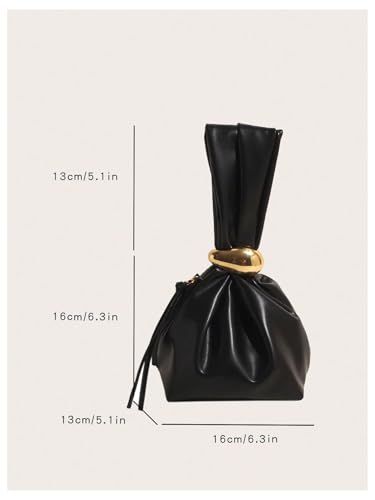 Bolso de mano pequeño para mujer en PU cuero plisado miniatura 3