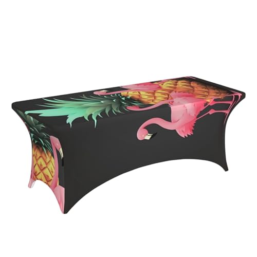 Nappe ananas et flamants roses lavable et extensible pour table de 1,8 m