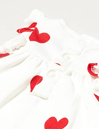 Petit Bateau Robe body imprimée coeur en coton bio bébé, Femme, Blanc/Rouge, 3M 3 MOIS