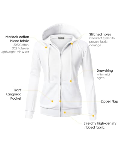 Image of GIVON Womens Casual Zip Up Hoodie Cotton Blend Soft Fabric Basic Layering Hooded Jacket with Kangaroo Pocket