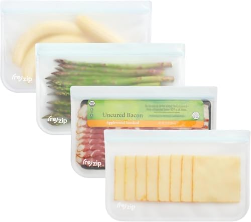 (re) zip Half Gallon Reusable Storage Bags | BPA-Free, Leak proof, Airtight, 100% Food-Grade for Lunch Meat, Food Storage and Freezer Use, 64 Ounces | 4-Pack - Thumbnail 2