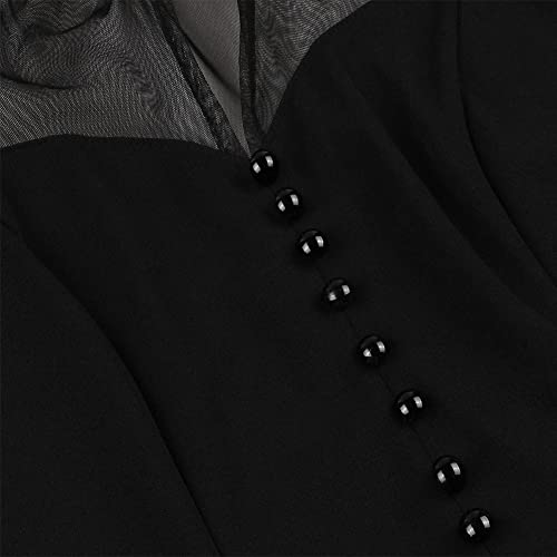 Iwemek Women High Neck Sheer Mesh See Through Corset Dress Keyhole Sleeveless Patchwork A Line Flared Party Dress Goth Black Cocktail Dresses For Women Wedding Guest Short Bridesmaid Dress Black-Sweetheart M thumb #3