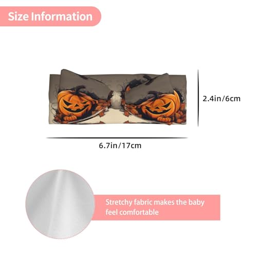 Pumpkin Halloween Picture Baby Bow Headband Super Stretchy Soft Bows Hair Accessories for Newborn Infants Toddlers Kids Girls3