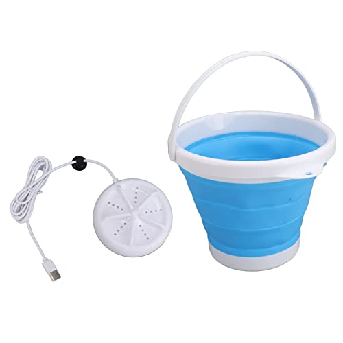 Mini Lave-Linge Portable USB, Lave-Linge Pliable 6 W 10 L avec Super Onde de Choc, Lave-Linge Domestique pour Camping, Appartements, Dortoirs, Chambres universitaires. (Bleu)