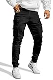 Cargo Joggers for Men Slim Fit Tall Casual Cargo Pants with Pockets(Black,34)