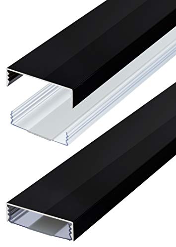 Canaleta para cables de diseño plano de aluminio lacado en negro brillante autoadhesivo 50 mm x 15 mm Alunovo Kabelschacht Leitungskanal Installationskanal (longitud: 40 cm) Cover