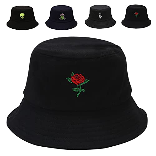 Image of Cotton Bucket Hat for Women Men Summer Travel Sun Beach Bucket Cap, Unisex Outdoor Fisherman Hat