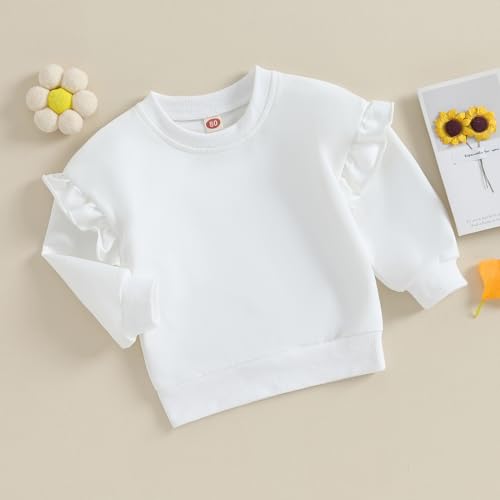 Baby Girl Boy Sweatshirts Toddler Trendy Solid Color Crew Neck Long Sleeve Pullovers Child Loose Top3