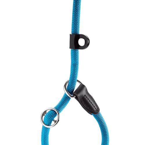 HUNTER Retriever-Hundeleine FREESTYLE, Farbe: petrol, integrierte Halsung, stufenlos verstellbar, witterungsbeständig, pflegeleicht, griffig, robustes Tau mit Ledertipps, Größe: 10/120