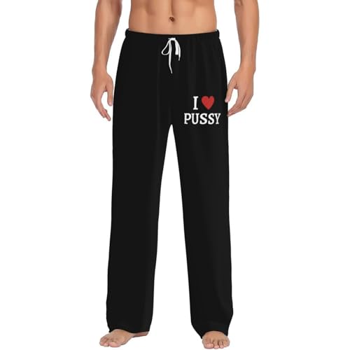 I Love Pussy I Love Sex Pajama Pants Adult Comfy Sleep Pants Lightweight Pjs Bottoms Wide Leg Sleepwear Lounge Pants For Mens