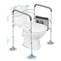 Stand Alone Toilet Safety Rail - Adjustable Detachable Medical Toilet Safety Frame for Elderly, Heavy Duty Toilet Handles for Elderly and Handicap Toilet Seat Handles with Storage Bag