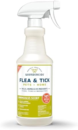 Wondercide - Flea, Tick & Mosquito Spray for Pets and Home with Natural Essential Oils - Killer, Control, Prevention, Treatment - Lemongrass 16 oz