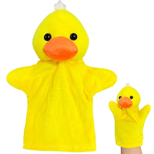 Duck Hand Puppets for Boys and Girls (1 Pack), Stuffed Animals Finger Toy, Pre-School Pretend Play, Duck Hand Puppet Plush Toys for Role Play, Goody Bags Filler - Party Favors for Toddlers and Kids
