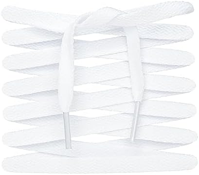 LitLaces - Premium Flat Cotton Shoe Laces Replacement for Air Jordan, Nike Dunk, Air Force 1, Converse, & Casual Shoes (White, 54")