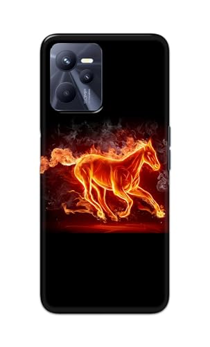 Image of PRINTFIDAA Printed Hard Back Cover Case for Realme C35 | Realme Narzo 50A Prime Back Cover (Fiery Horse) -112