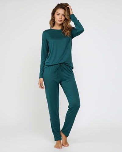 Image of Real Essentials 2 Pack: Women's Long Sleeve Pajama Sets - Soft Comfy 2 Piece PJ Set Matching Ladies Sleepwear (Plus Size)