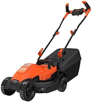 BLACK+DECKER Cortacésped eléctrico 1200W, Ancho de corte 32cm, Empuñadura engomada tipo bicicleta, Bolsa de 35L con indicador de llenado, Altura ajustable, BEMW451BH-QS
