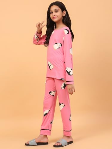 Image of Ninos Dreams Cotton Girls Full Sleeves Coord Set ! Night Suit for Girls ! Tshirt with Jogger Set