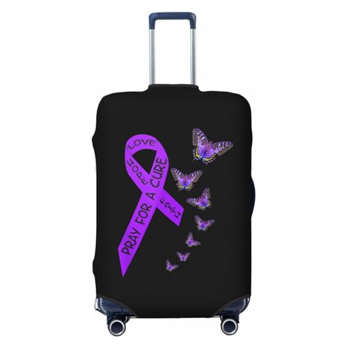 Pancreatic Cancer Awareness Butterfly Religious Travel Luggage Cover Suitcase Protector Fits 26-28 Inch Case(Black,L)