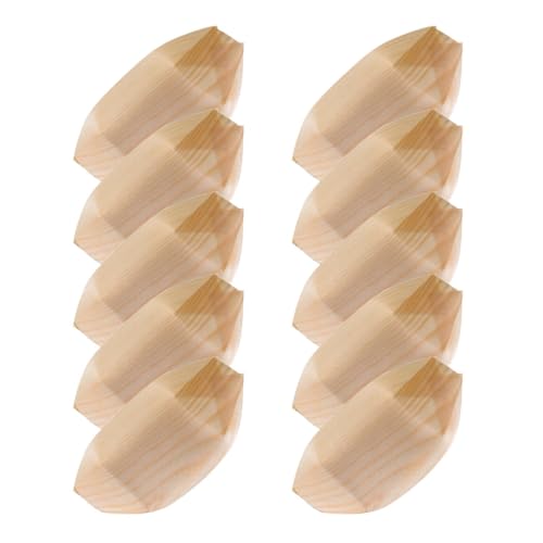 Platos desechables de madera Lurrose 50 uds forma barco miniatura 1