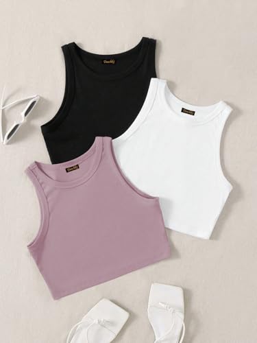 Image of Tops for Women Crop Top for Women's Tank Activewear Tee Sports Western Casual Cotton Camisole Pack of 3 Combo