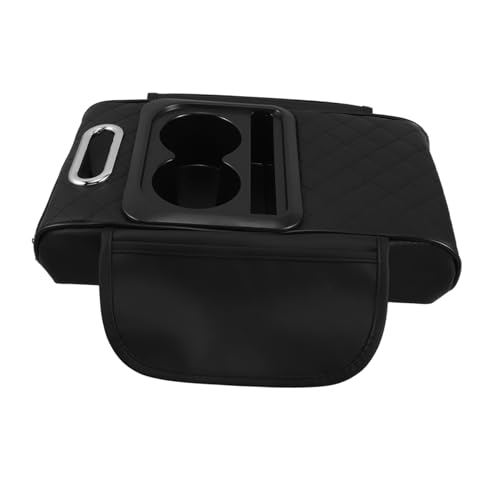 Coussin de rangement pour accoudoir de voiture cuir PU avec porte-gobelet