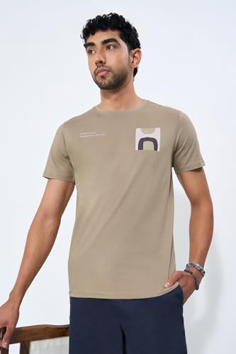 Image of 7 Alt by Pantaloons Men's 100% Cotton T-Shirt | Slim Fit | Round Neck | Half Sleeve