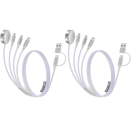 Image of Travel Essentials,2 Pack Multi Charging Cable for Apple Watch Charger /iPhone /Samsung Charger,Type C /Lightning /iWatch /Micro Charging Cable for iWatch Ultra /10-2 /iPhone /Galaxy /Airpods[1.8M]