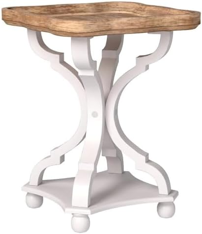 COZAYH Farmhouse Cottagecore End Table, Rustic Wood Tray Top Squa...