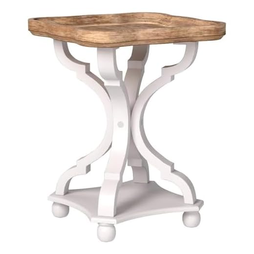 COZAYH Rustic Farmhouse Cottagecore Accent End Table, Natural Tray Top Side Table Nightstand for Family, Dinning or Living Room, Handcrafted Finish, Modern, White