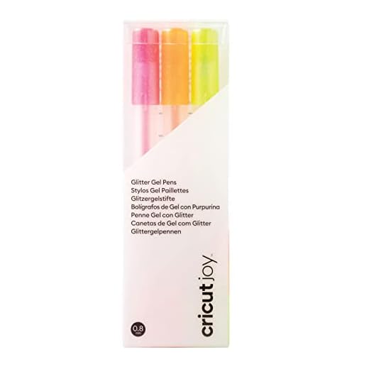 Cricut Neon 3CT Glitter Gel Pen Set | Neón | Punto Fino 0.8 mm | 3 Paquete | para Usar, Multi, Joy, 3
