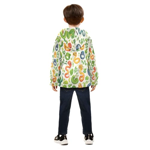 Cute Colorful Snake Pattern Toddler Fleece Jacket Girl Boys Hooded Fleece Jacket Coat Warm Outwear Zip-up 3-10T4