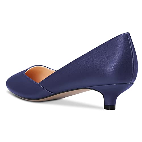 NobleOnly Women Kitten Low Heel Pointed Toe Pumps Slip-on Wedding Office 1.4 Inches Heels3