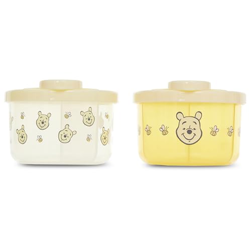 Image of Disney Baby 2 Pack Formula Dispenser with Snap-On Lid for On-The-Go Feedings,Milk Powder Dispenser for Traveling with Infant, (Mickey Mouse, Minnie Mouse, Winnie The Pooh) 2 Pack
