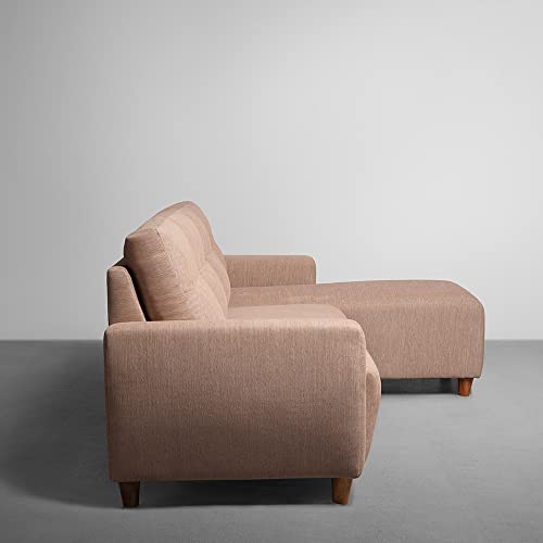 Image of Sleepyhead Yolo Designed by Duroflex - 3 Seater Sofa, RHS L Shape Sofa Set |Premium Fabric, Plush 3-Layer Cushioning |Modern Buttonless Tufted & Anti-Sag Comfort |3 Years Warranty - Coco Brown