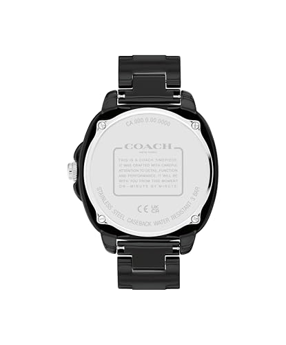 Image of Coach Kitt Qtz Basic Black Tonneau Dial Women's Watch|Black Ceramic Material|Black Color Band - 14504412