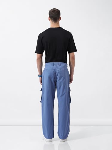 Image of The Indian Garage Co Men Relaxed Fit Textured Mid-Rise Cargos