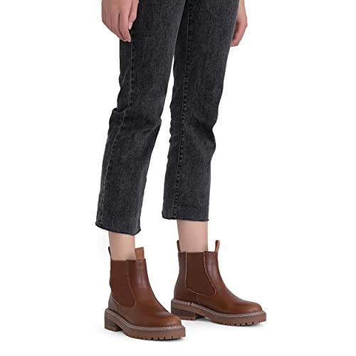 Jeossy Women's Ankle Boots 9605 Brown Chelsea Fashion Double Track Slip On Booties For Women Size 7(Djy9605 Brown 07) #TOP2